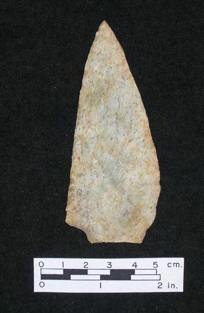 Thwings Point 2014 22 A final category of artifacts to be discussed is prehistoric or Native American material. Artifact #2286 (Figure 24) is a Kineo rhyolite biface.