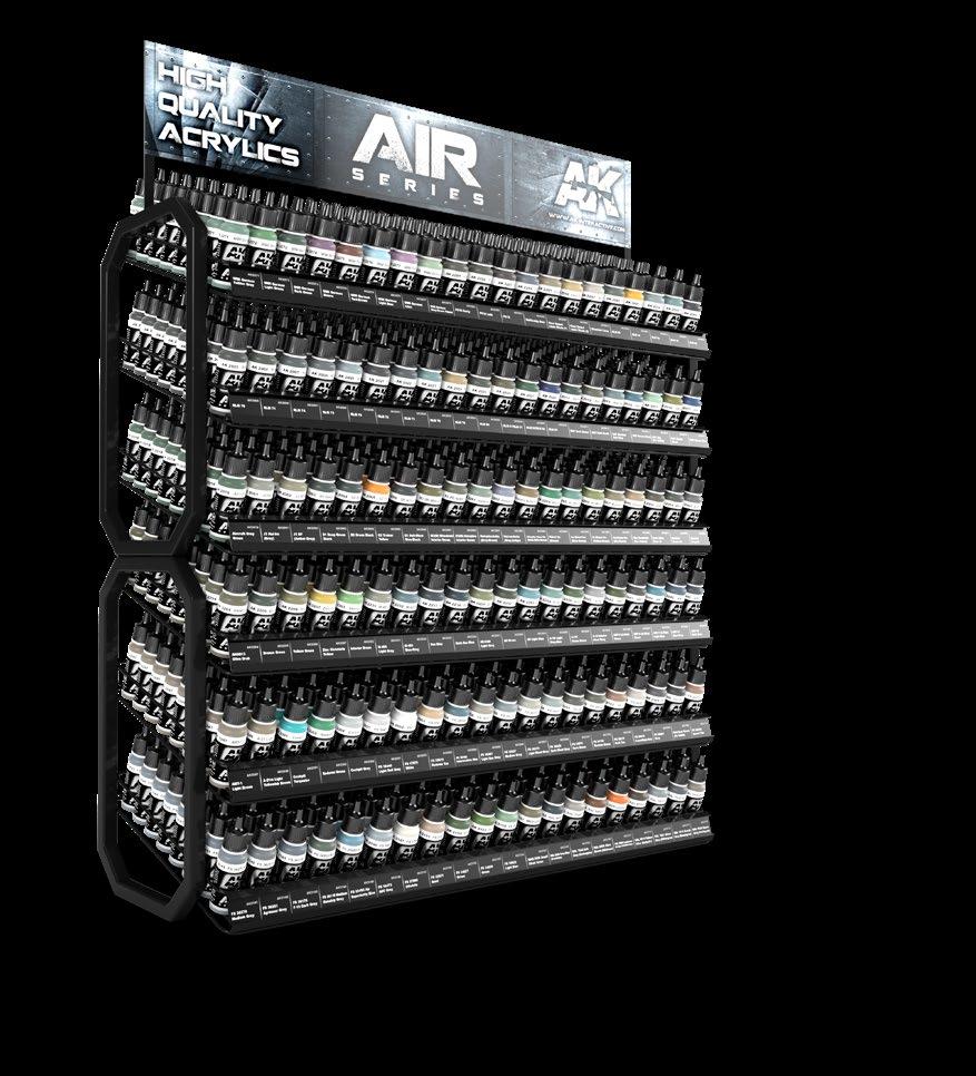 ACRYLICS AIRCRAFT RACK The Air series colours are specially designed for painting aircraft with the airbrush to produce an intense satin finish.