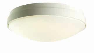 Control gear: Emergency: Diffuser: Housing: Protection: Choice of magnetic or electronic Integral, 3hr maintained Polycarbonate, satin opal White IP44, IK10 Compact circular ceiling or wall