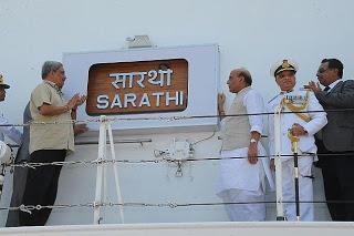 Indian Coast Guard commissions offshore patrolling vessel Sarathi in Goa Union Home Minister Rajnath Singh on Friday commissioned well-equipped offshore patrolling (OPV) vessel
