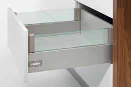 DWD XP Agantis pan drawer H 127 with Agantis Top glass holder Drawer sides height 127 mm, front fixings and holder for wooden back wall Modern, linear design Scratch-resistant and touch-insensitive