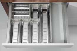 DWD XP Magic Sorto Drawer organising sets Modular, expandable system Individually removable, dishwasher-proof elements Safe for food, hygienically approved Stainless-steel trays, alu metallic divider