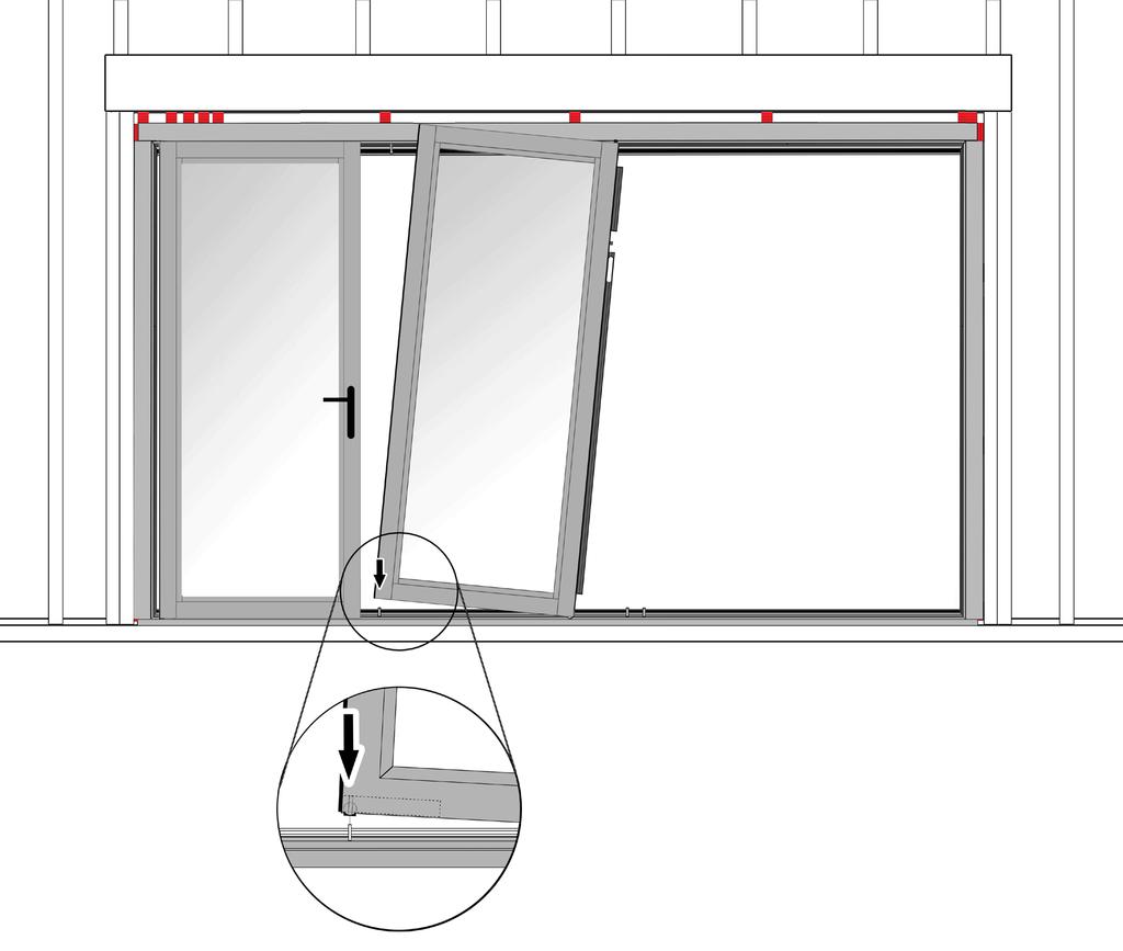 Section 5: Installing the Sliding Panels 12 Note: Install sliding panel(s) with lock keeps next to swing door(s).
