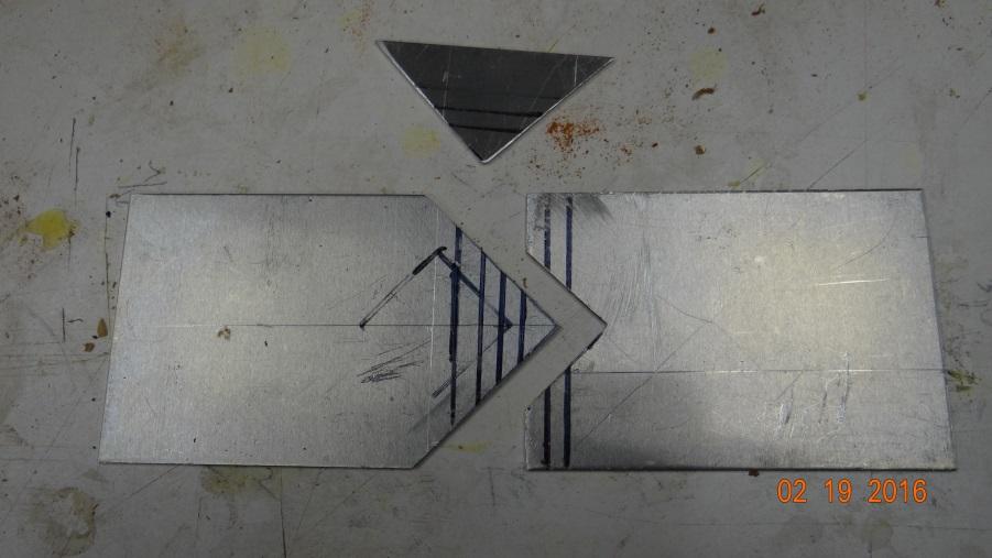 I made a set of metal patterns of the 45 degree angles.