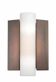 With a cylinder of etched opal glass flanked by supports of tapered brushed nickel or hazel bronze, Chase is a bold, substantial alternative to the traditional wall sconce. CHASE www.nuvolighting.