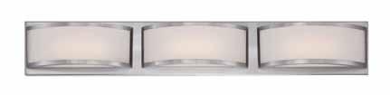 Brushed Nickel / Frosted Glass 62-312 Polished Nickel / Frosted Glass ADA Compliant mercer Three Light Wall Sconce Watts:14.