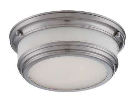 DAWSON One Light Flush Dome Dimensions: Width 11 3/8", Height 3 7/8" 62-324 Polished Nickel / Frosted Glass harper/dawson One Light Flush Dome Dimensions: Width 11 3/8",