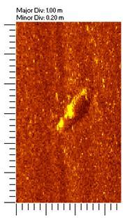 cylinder imaged with the LF source, boulder imaged with the LF source, boulder imaged with the HF source.