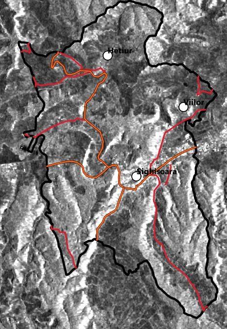 The image acquired by the Sentinel-1 satellite on 04.06.2017 along with position vectors allocated to national and communal roads are represented in Figure 16. Figure 17.