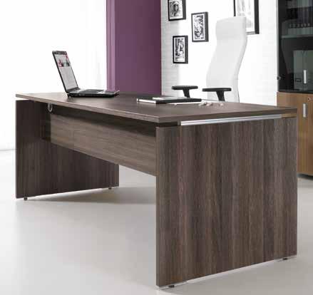 Construction Desking 1 25 mm thick melamine tops, decorative finish on both sides of the top. Particle board, density 710 Kg/m 3 overlaid with a sheet of decorative monochrome or wood effect overlay.