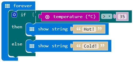 Try out the sample program provided below. The sample program only checks for one temperature. Can you modify it to check for all 5 temperatures and display a different message for each?
