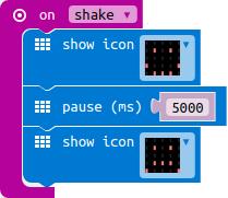 The example program has a problem! Even if you shake the micro:bit continuously, it will show the sad face for a short while every 5 seconds.