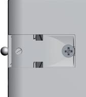The door bracket has to be placed with the narrow part of the dropshaped slot facing