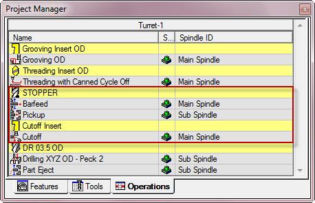 11.3.3. Part transfer from spindle 1 to spindle 2 with cut-off and stock repositioning (programmed last) If your machine is equipped with a barfeeder, you can after transferring the finished part