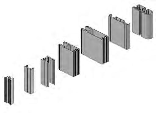 For curtain walls, mullions with variable section for high static performance.