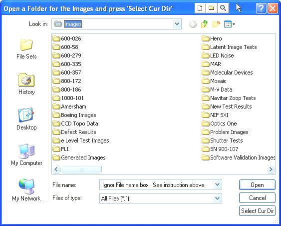The subsequent files in the multiple acquisition are named by incrementing the file name counter. For example, as shown in Figure 3.22, the file name of the first image is Multi Test 0001.FIT.