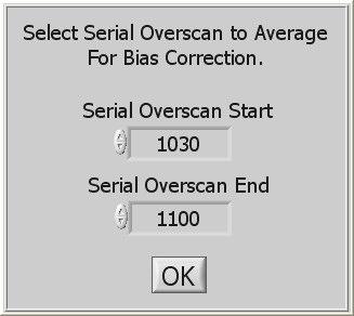 4.2.3 Serial Overscan Bias Correction Serial overscan bias correction can be useful when looking at a low light level image that is taken with a slow readout speed.