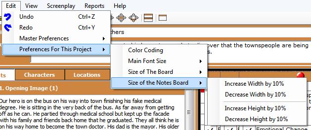 RESIZE THE NOTES SECTION You can also resize the corkboard for the Notes section. The Notes corkboard works very similar to The Board in that you scroll to view the entire corkboard.