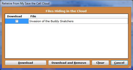 TRANSFERRING YOUR FILE There are two methods for transferring your file from one computer or device to another. SAVE THE CAT! CLOUD The Save the Cat!
