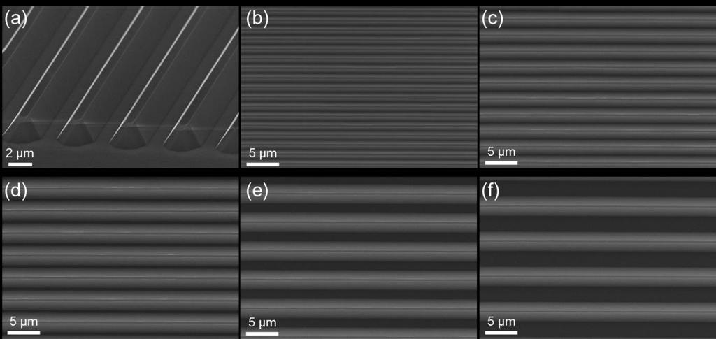 1. V-grooves and nanowire junction density A variety of SEM-images of V-grooves prior to the NW growth is displayed in Fig. S1.