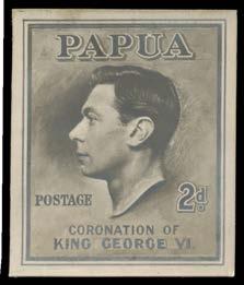 750 769 P C Lot 769 1936 Coronation of King Edward VIII 2d photographic proof (73x83mm) of the original artwork for a sideface design that was subsequently adapted for the Coronation of KGVI, affixed