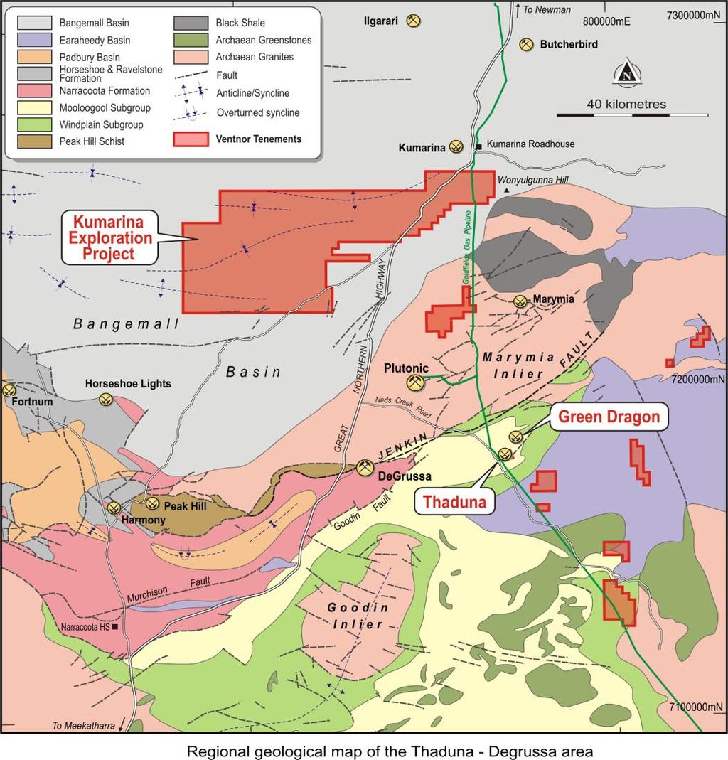 Exploration The Kumarina Project lies within the Mesoproterozoic Bangemall Basin which is located between the Yilgarn and Pilbara Cratons.