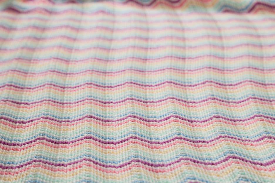 RAINBOW KNIT BLANKIE by Stacey Winklepleck 55688 FINISHED MEASUREMENTS 33 wide x 33 long (46 wide x 60 long, 62 wide x 72 long ) YARN Knit Picks Brava Worsted (100% Premium Acrylic; 218 yards/100g):