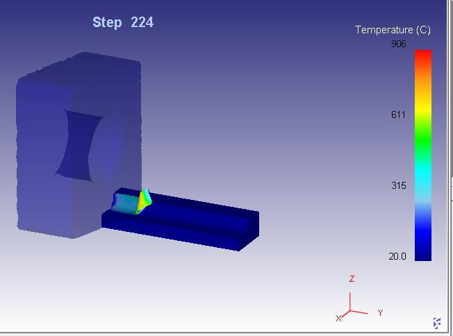 After completing the simulation in simulation engine, displaying the results graphically in a post-processor at each position of both work piece and tool interface as shown in Fig 