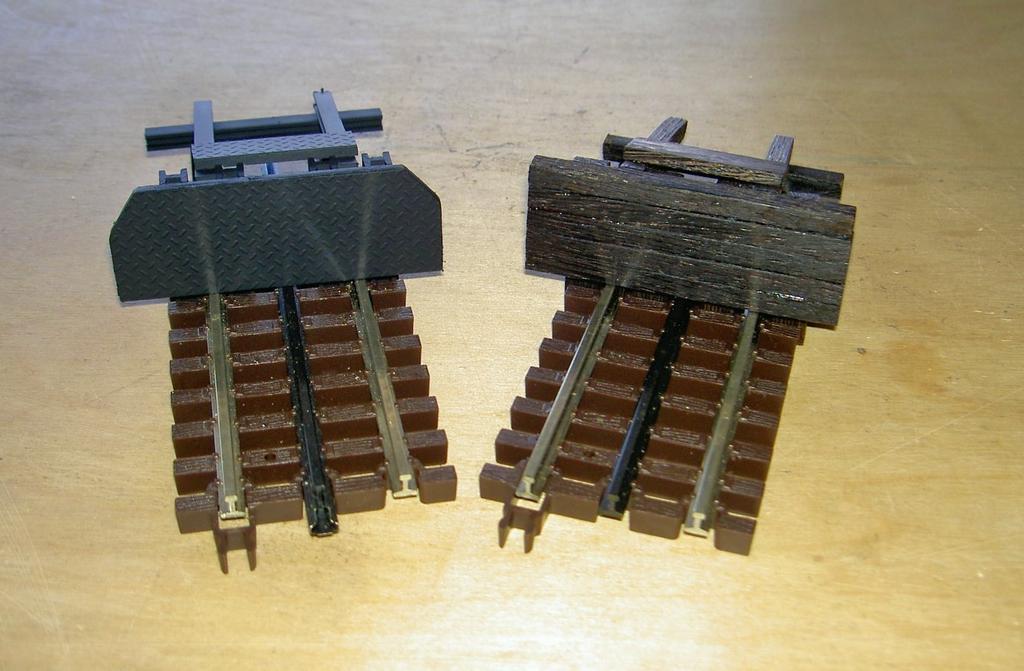 Track Bumpers Wood or Plastic Your Choice An assembly method is presented to build track bumpers for non-ballasted track such as Atlas O 2st Century, Ross Custom, Gargraves etc.