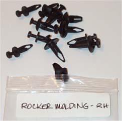 Aftermarket Rocker Molding Right Hand be used correctly to install the Rocker Moldings 1 Rocker Molding RH 6 Clip-Center Rocker 3 Large Push Type Retainer 3 Small Push Type Retainer 1.