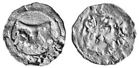 Denier issued by Louis of Anjou (1370-1382),