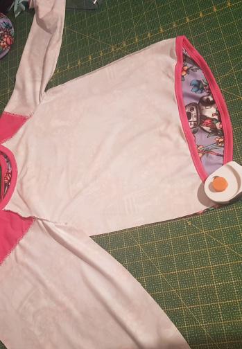 When the first side seam is sewn together I add