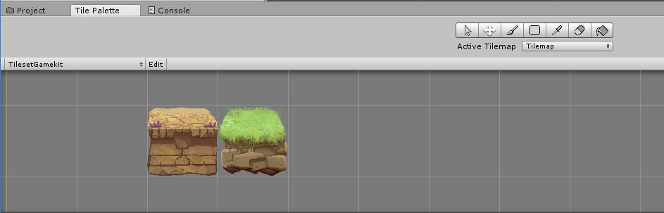 The Tile Palette window also features its own toolbar. These tools are quite intuitive and selfexplanatory. Have a play around with what each of the tools do and paint a basic level.