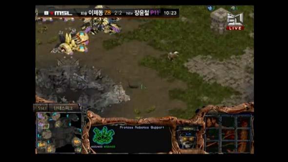 Jaedong burrows 3 lurkers outside Snow's natural to set up a contain.