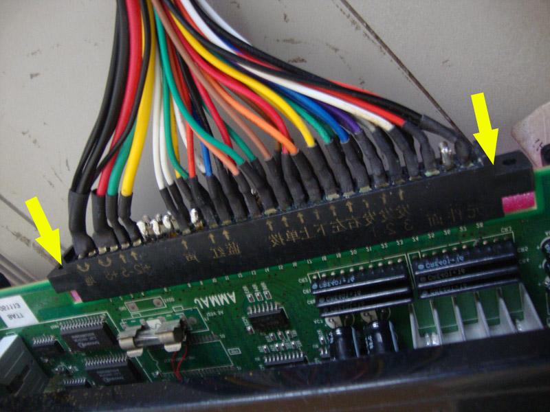 Once you line up the JAMMA key, all you need to do it push the JAMMA connector onto the JAMMA edge of the board.