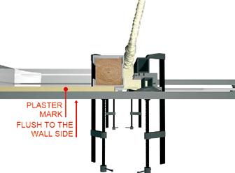 Position the aluminium Frame on the floor bases, carefully lining it up with the plaster marks and plumb as illustrated. ATTENTION: CAREFULLY RESPECT THE LEVEL OF THE FLOOR BASES.