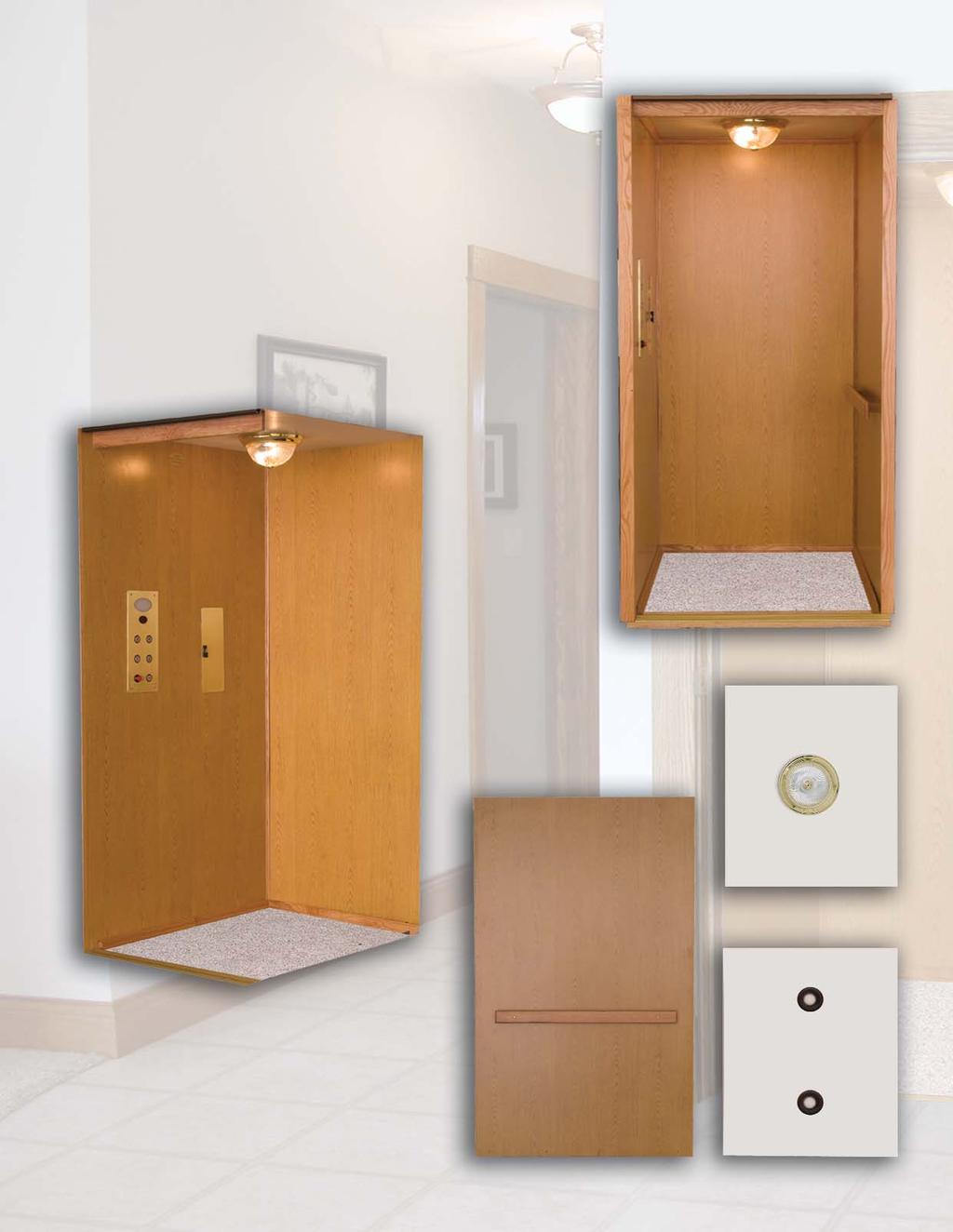 The Destiny Level I Choice of Melamine Colors: Light Oak, Dark Oak, and White Globe Light Fixture - Brass or Nickel Plated (Optional 2 or 4 Recessed Lights) Wood Handrail Brushed Stainless Steel or