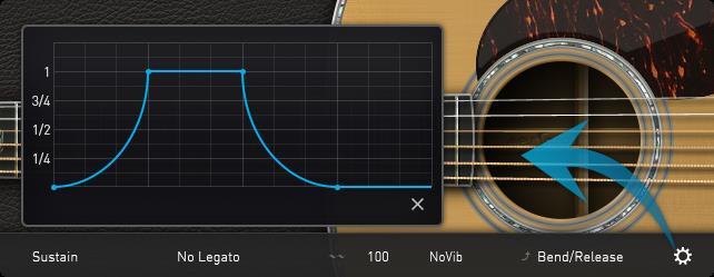 1.3.2 Bend Editor You can drag every point to change the Bend Rate. 1.3.3 Note Off Velocity Control the volume of Release and Fingered Release.