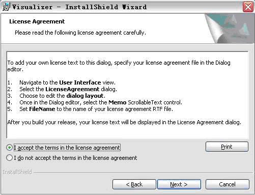the terms, Select "I accept the terms in the license agreement.