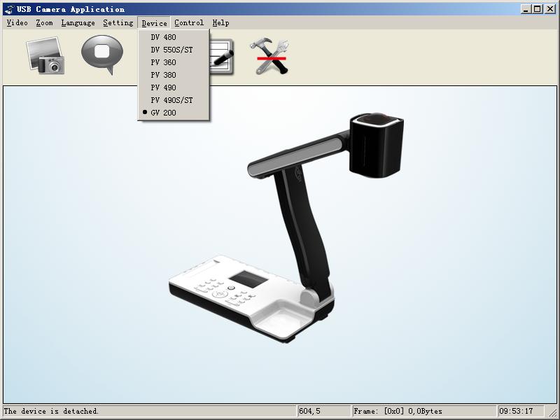 2 SOFTWARE START Double click the short cut see below: on the desktop, then click Device, select the right model number, IMAGE CAPTURE AND VIDEO RECORDING: Left click to capture images.