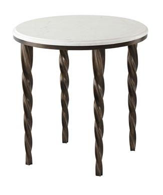 JD51012 Twist Cocktail Table Cocktail Table Figured White Volakas Marble Top Antique Bronze