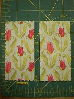 Cut each charm square in half to create two pieces each 2 1/2" x 5".