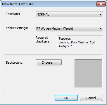 Improved design setup With the revised New from Template function, you can choose to base default settings on a selected template as well as fabric settings.