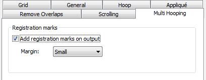 stitchout, BERNINA Embroidery Software V7.0 stitches out registration marks for each hooping. These are added during output and are viewable in the production worksheet hooping list.