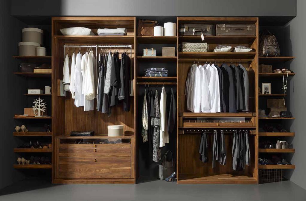 above and right: open wardrobe, wood type walnut wardrobe system Our