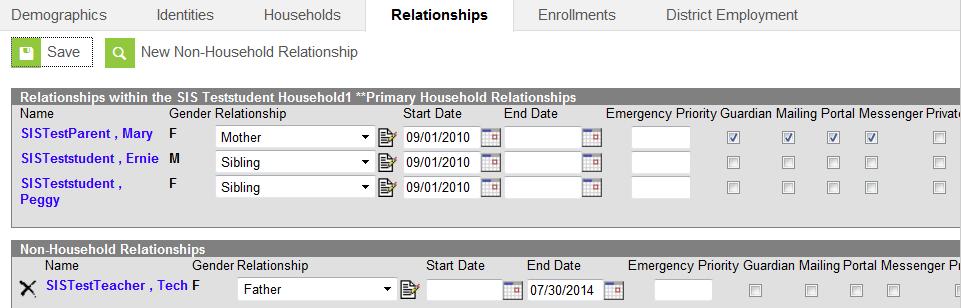 Building secretaries may make any changes in the Non-Household Relationship Area When you build people for relationships, please add complete names, birthdates, if that information is available.