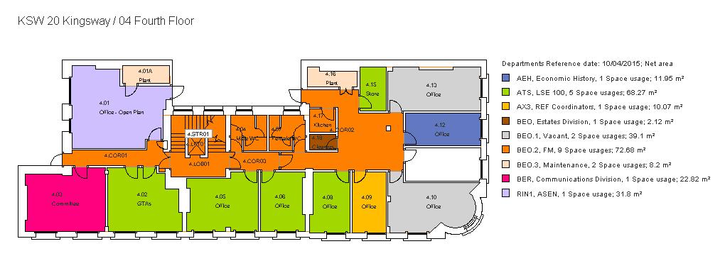 Figure 18 - Space mapping options The spaces on the floor plan should now be coloured according to the different departments or space types, as the example below.