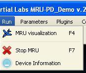 3.2). Run Menu contains the MRU control commands (Fig.3.3).