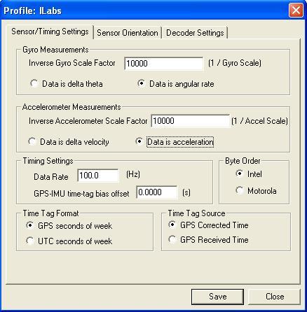 Step 4. To save all configurations and close this window click on the Save button. No changes are needed in the Sensors Orientation and Decoder Settings tabs. Fig.12.5.