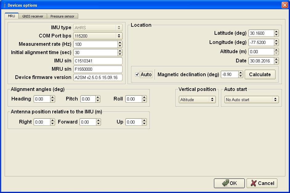 4.2. Devices options To set and control of MRU operation parameters, select «Devices options» from the «Options» menu (Fig.3.7), or click button (Fig.3.1). A «Devices Options» (Fig.4.2) dialog box will be opened.